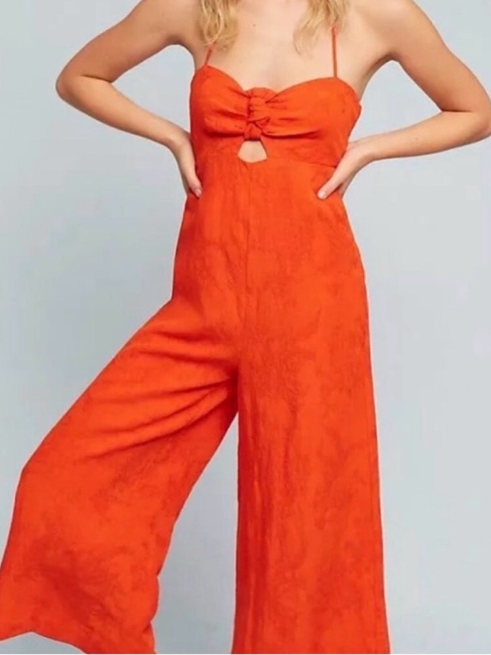 Anthropologie Elevenses Orange Wide-Leg Jumpsuit